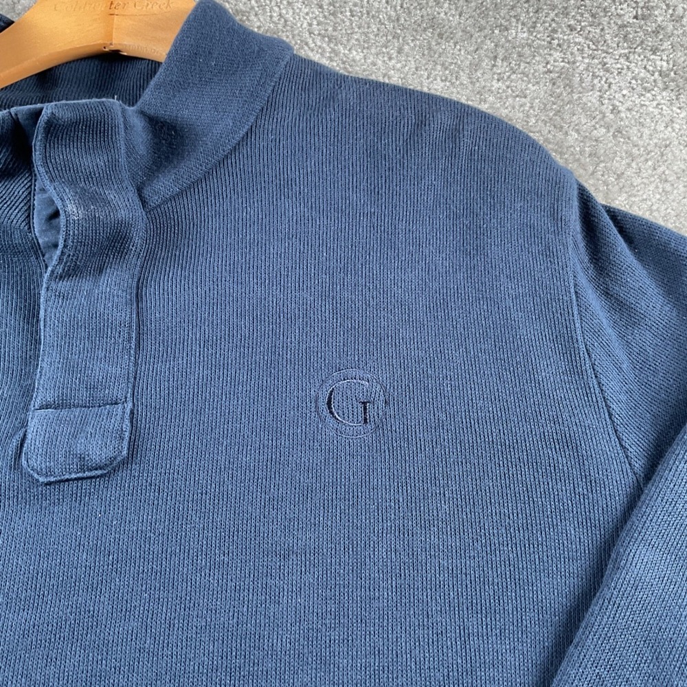 Ashworth Mens Pullover Sweater Dark Blue Mock Neck Elbow Patches Size‎ L - Picture 4 of 6
